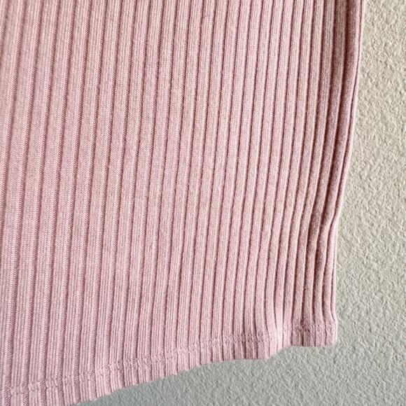 Reformation Cap-Sleeve Ribbed Knit Square Neck Blush Pink Bardot Top Small - Picture 8 of 9